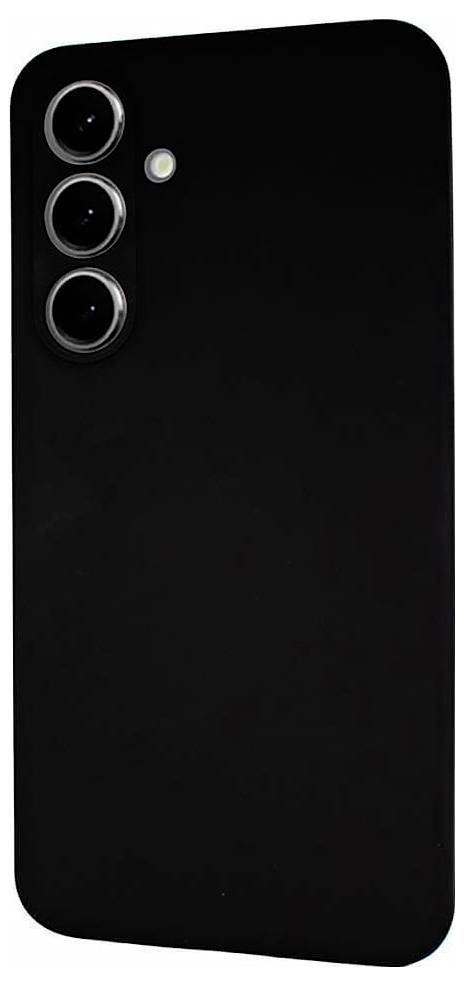 Schwarze Handyhülle mit drei Kameraaussparungen und einer Aussparung für den Blitz, geeignet für ein modernes Smartphone-Modell.