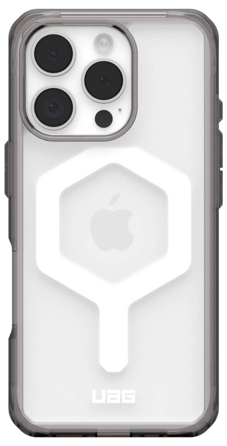 Schutzhülle für ein Smartphone mit drei Kameralinsen und einem Markensymbol auf der Rückseite.