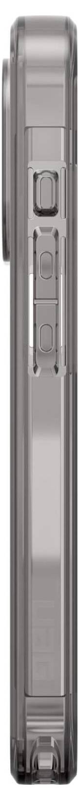 graues Smartphone im seitlichen Profil, Details der Kamerataste und Lautstärkeregler sichtbar