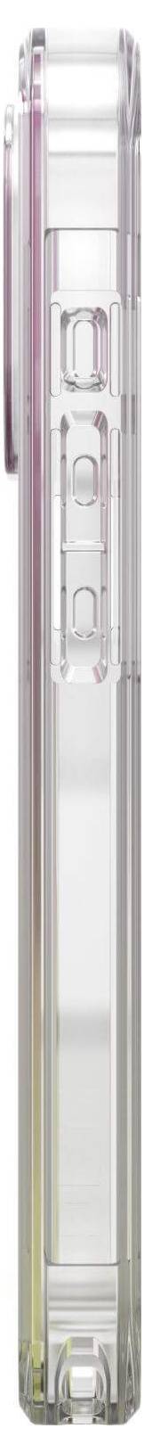 Durchsichtige Smartphone-Schutzhülle, seitliche Ansicht, zeigt Kamera- und Lautstärketasten-Bereiche.