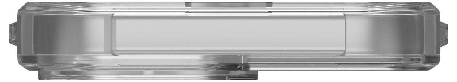 Klare transparente Kunststoffbox, rechteckige Form mit abgerundeten Ecken und einer seitlichen Öffnung, geeignet zur Aufbewahrung.