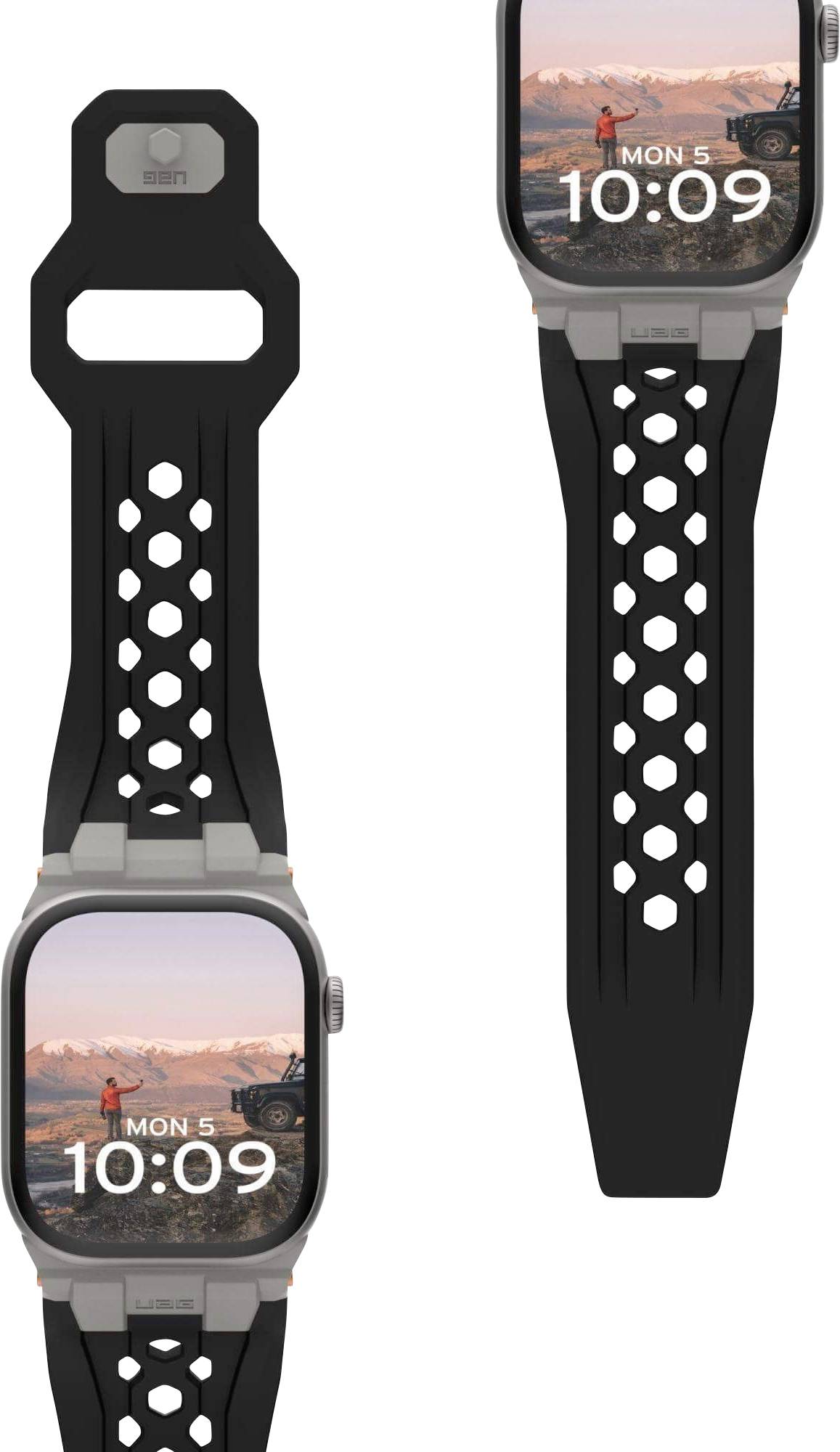 Urban Armor Gear Monarch Armband 42 mm, 44 mm, 45 mm, 46 mm, 49mm Schwarz, Titan Watch Series 1, Watch Series 2, Watch Series