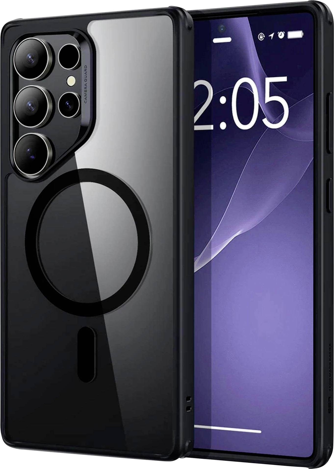 ESR Classic Hybrid HaloLock Backcover Samsung Galaxy S25 Ultra Transparent, Schwarz Induktives Laden 1A81100202