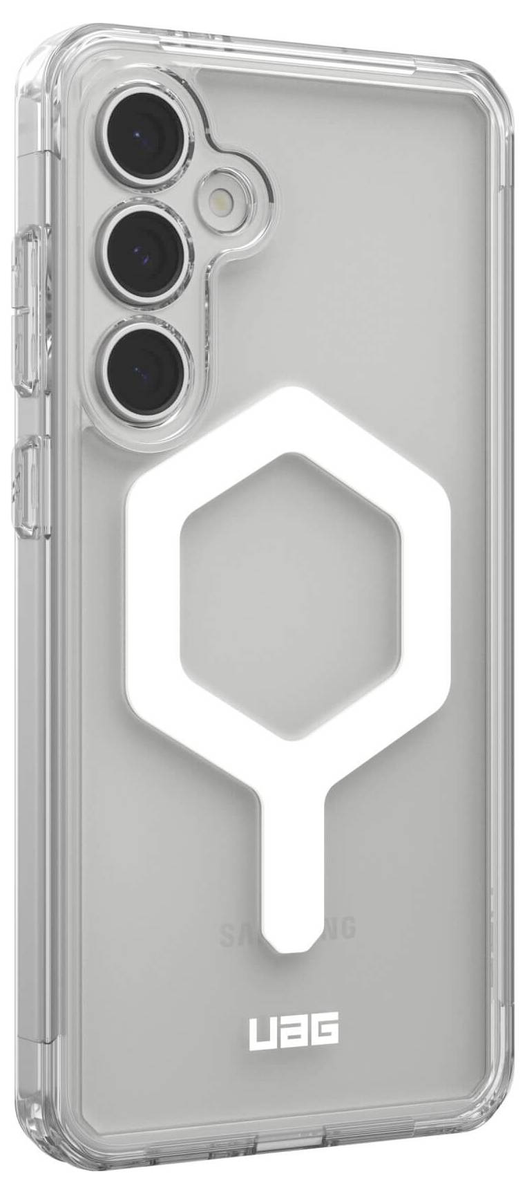 Transparente Handyhülle für ein Mobiltelefon, mit MagSafe-Kompatibilität und verstärktem Kameraschutz.