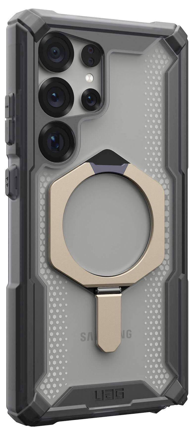 Urban Armor Gear Plasma XTE Outdoorcase Samsung Galaxy S25 Ultra Transparent, Titan Induktives Laden, Standfunktion, Stoßfest