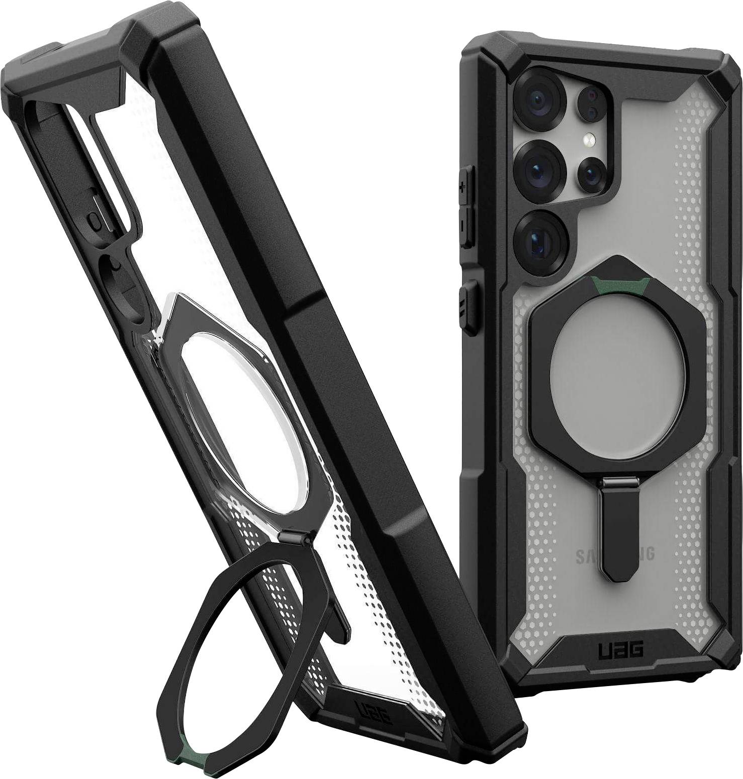 Urban Armor Gear Plasma XTE Outdoorcase Samsung Galaxy S25 Ultra Schwarz, Transparent Induktives Laden, Standfunktion, Stoßfest