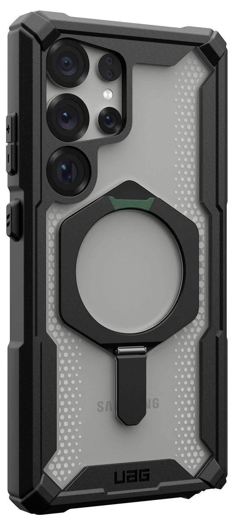 Urban Armor Gear Plasma XTE Outdoorcase Samsung Galaxy S25 Ultra Schwarz, Transparent Induktives Laden, Standfunktion, Stoßfest