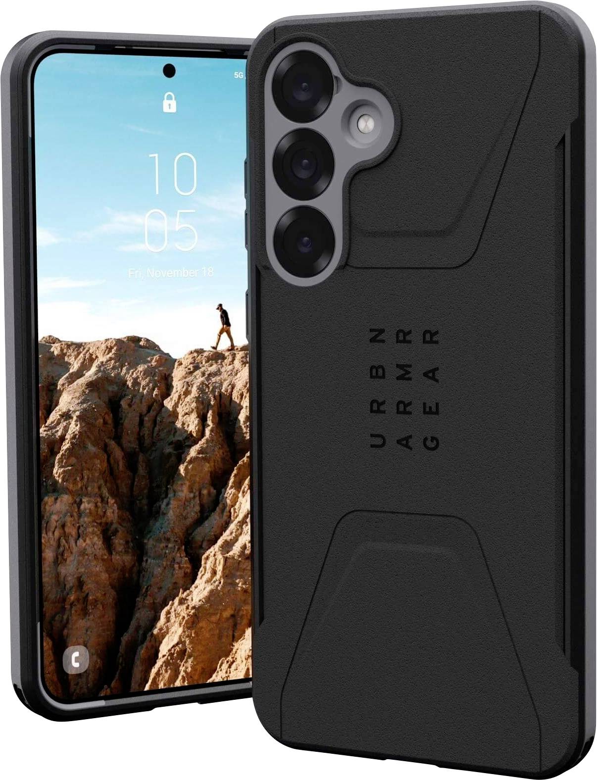 Urban Armor Gear Civilian Backcover Samsung Galaxy S25+ Schwarz Induktives Laden, Stoßfest 214474114040