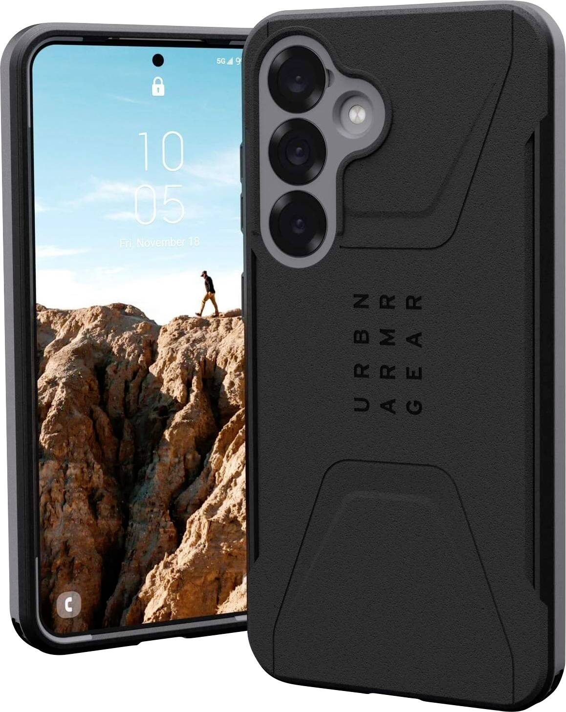 Urban Armor Gear Civilian Backcover Samsung Galaxy S25 Schwarz Induktives Laden, Stoßfest 214475114040