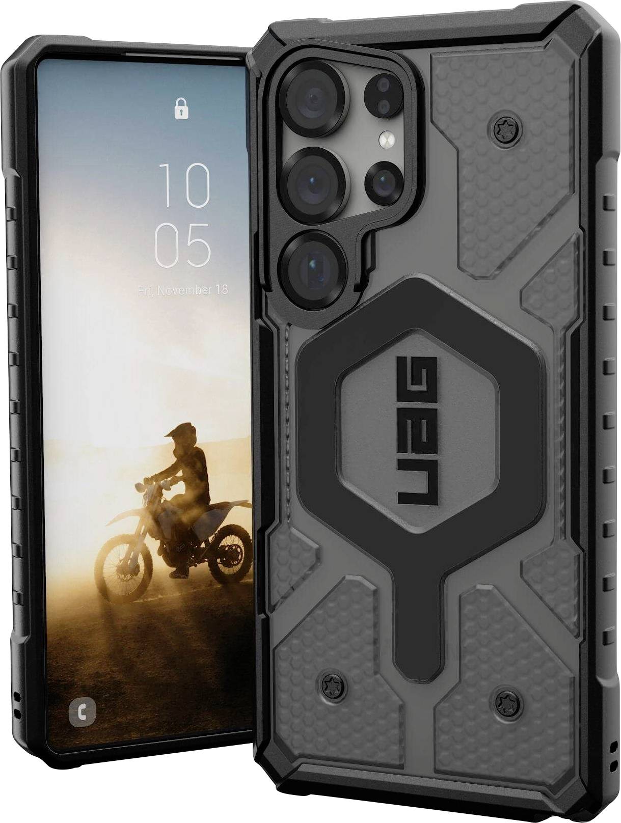 Urban Armor Gear Pathfinder Outdoorcase Samsung Galaxy S25 Ultra Grau, Transparent Induktives Laden, Stoßfest 214483113131