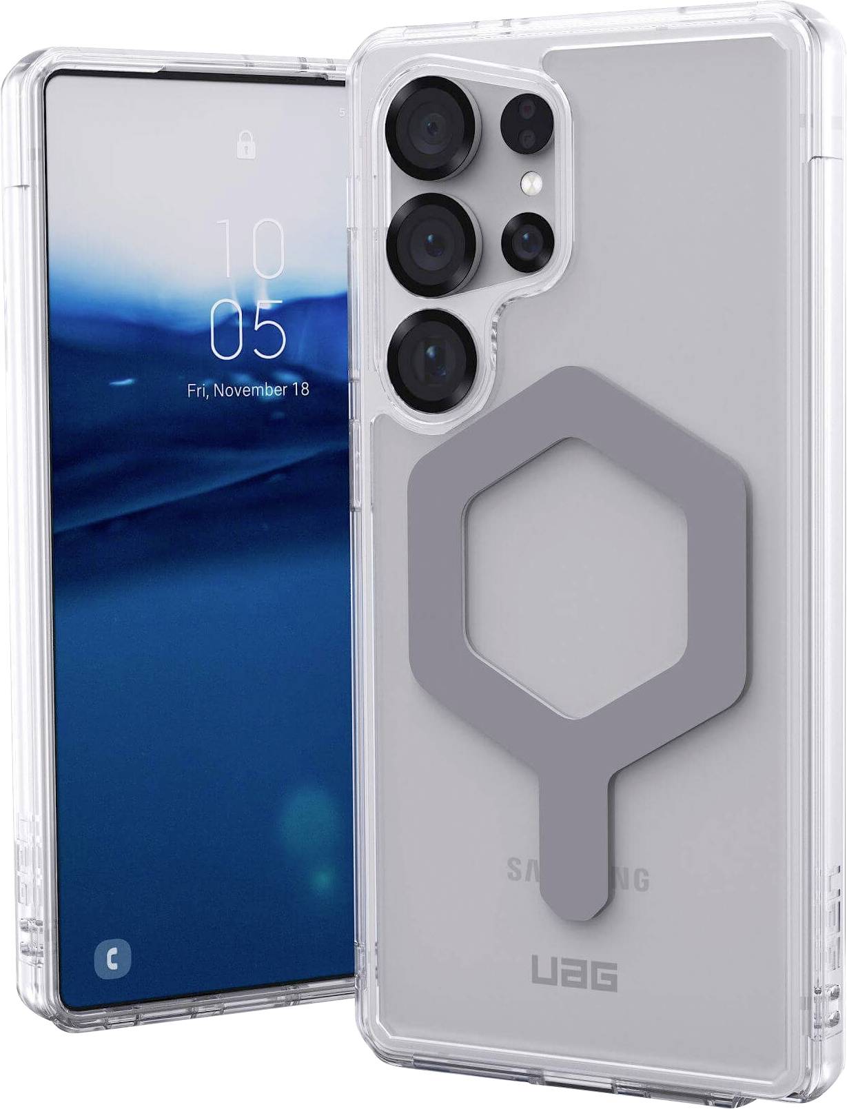 Urban Armor Gear Plyo Pro Backcover Samsung Galaxy S25 Ultra Transparent, Silber Induktives Laden, Stoßfest 214486114333