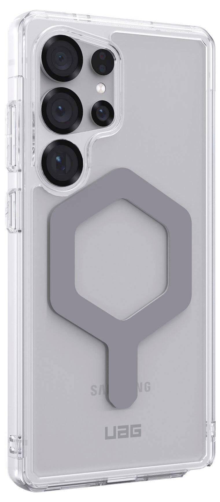 Urban Armor Gear Plyo Pro Backcover Samsung Galaxy S25 Ultra Transparent, Silber Induktives Laden, Stoßfest 214486114333