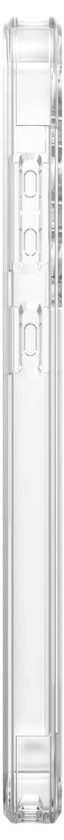 Ein transparenter, schmaler Plastikbehälter steht aufrecht. Er hat zwei kreisförmige Vertiefungen in der Mitte und ist ansonsten leer.