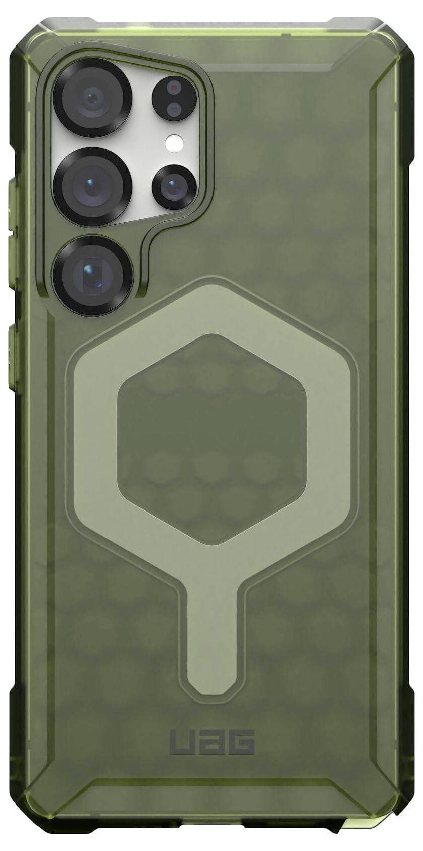 Grüne, robuste Handyhülle mit hexagonalem Muster und verstärkten Ecken, zeigt eine weiche, stabile Struktur für optimalen Schutz.