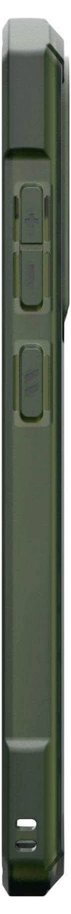 Grünes Smartphone in Seitenansicht mit sichtbaren Lautstärketasten.