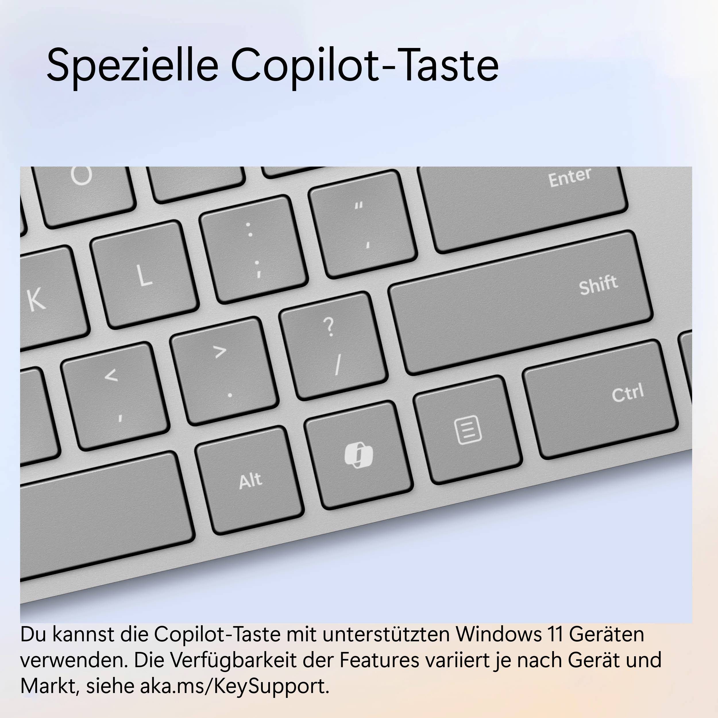 Microsoft MS Srfc Keyboard Bluetooth gray DE COMM Tablet-Tastatur Passend für Marke (Tablet): Microsoft Android™, Apple iOS®