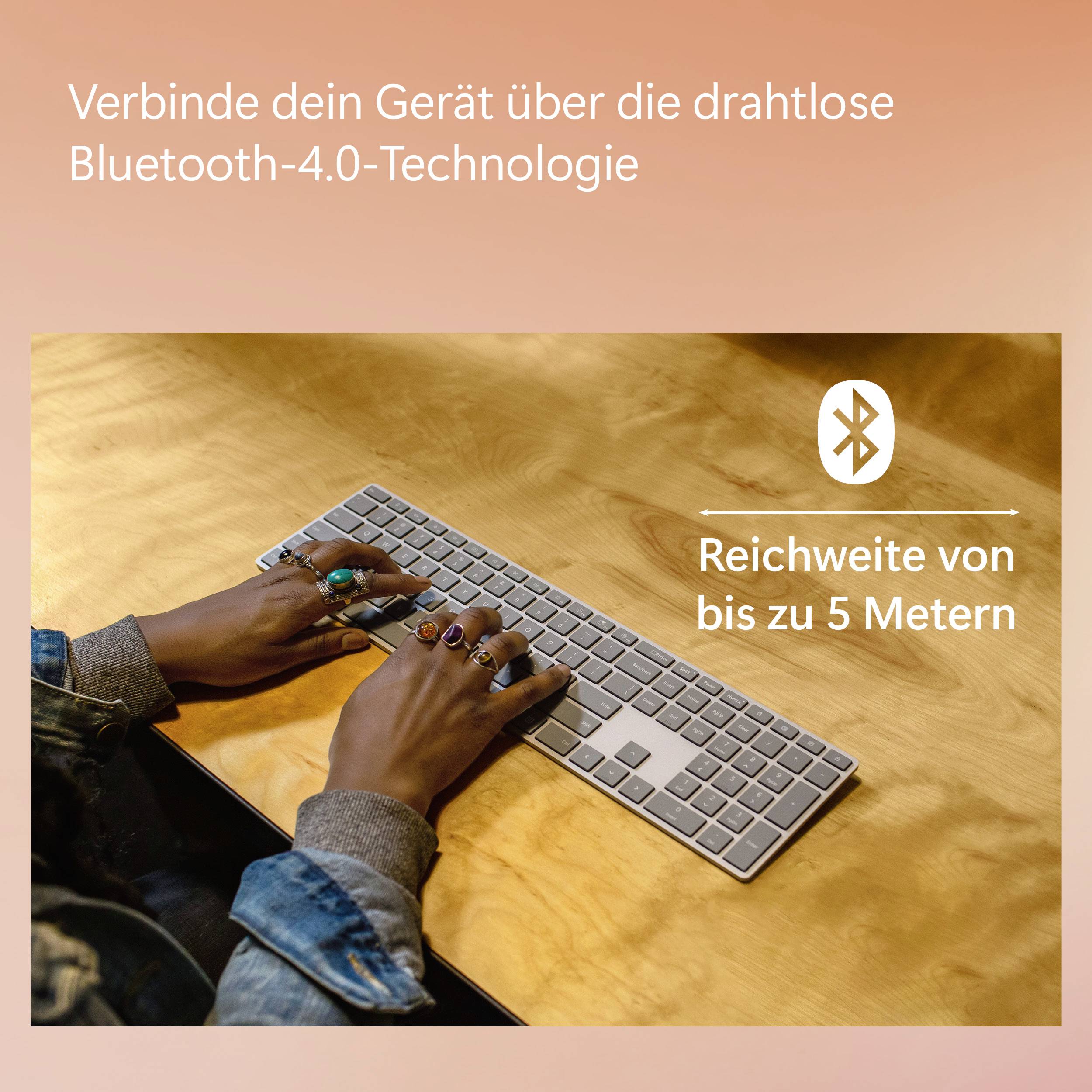 Microsoft MS Srfc Keyboard Bluetooth gray DE COMM Tablet-Tastatur Passend für Marke (Tablet): Microsoft Android™, Apple iOS®