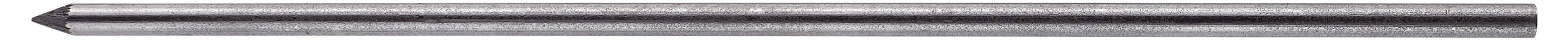 Ein Metallbleistift mit einer angespitzten Graphitspitze auf der linken Seite, horizontal auf hellem Hintergrund dargestellt.