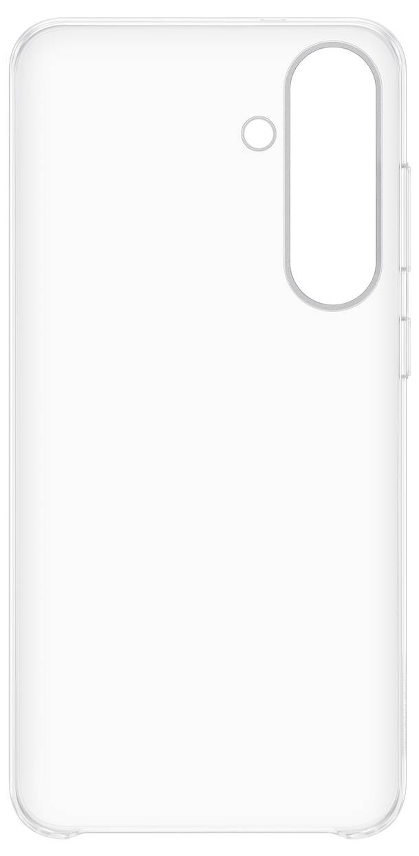 Transparente Handyhülle aus Kunststoff mit Aussparungen für Kamera, Blitz und Tasten.