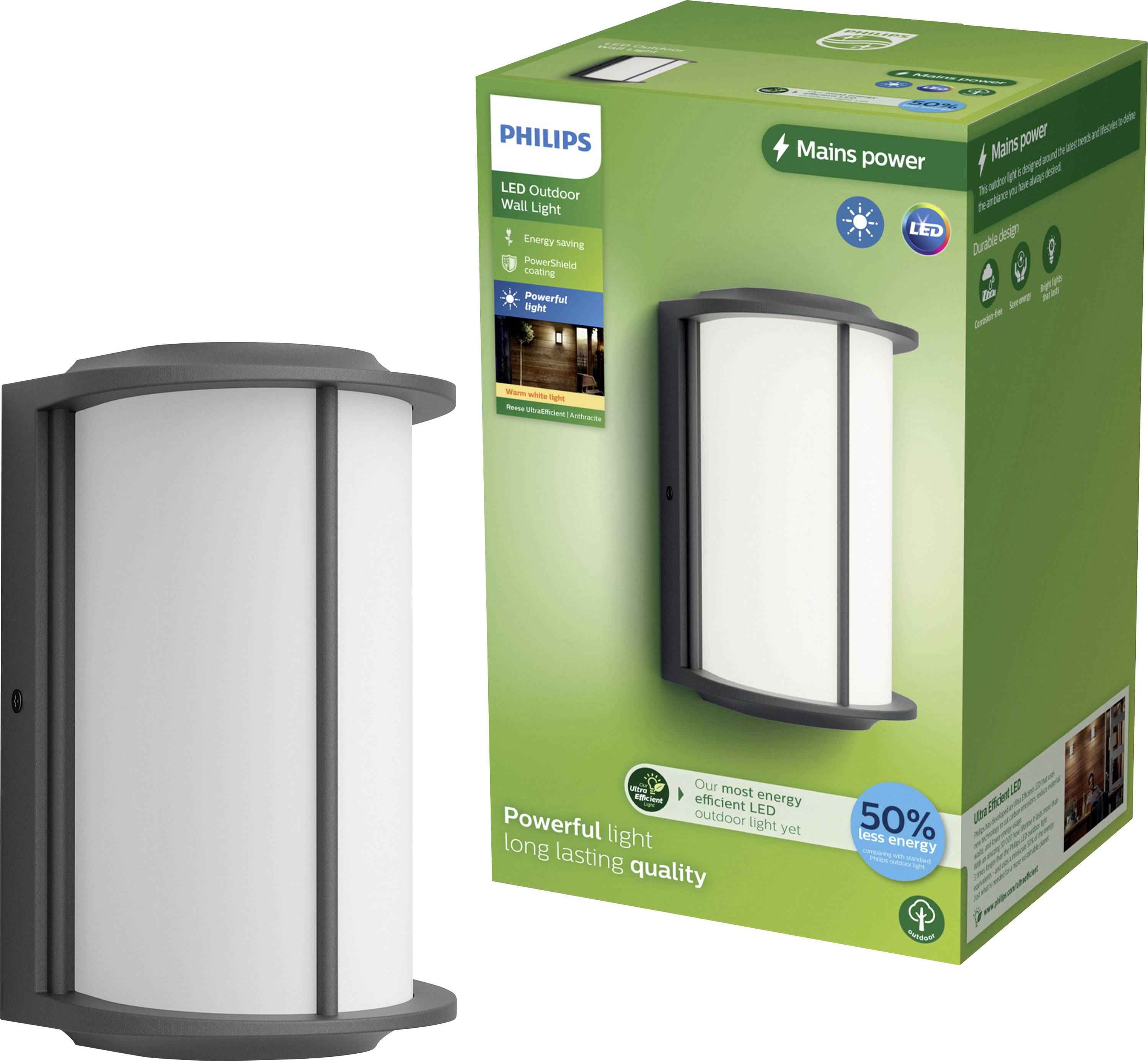 Philips LED Reese 929004140801 LED-Außenwandleuchte LED 4.3 W Anthrazit