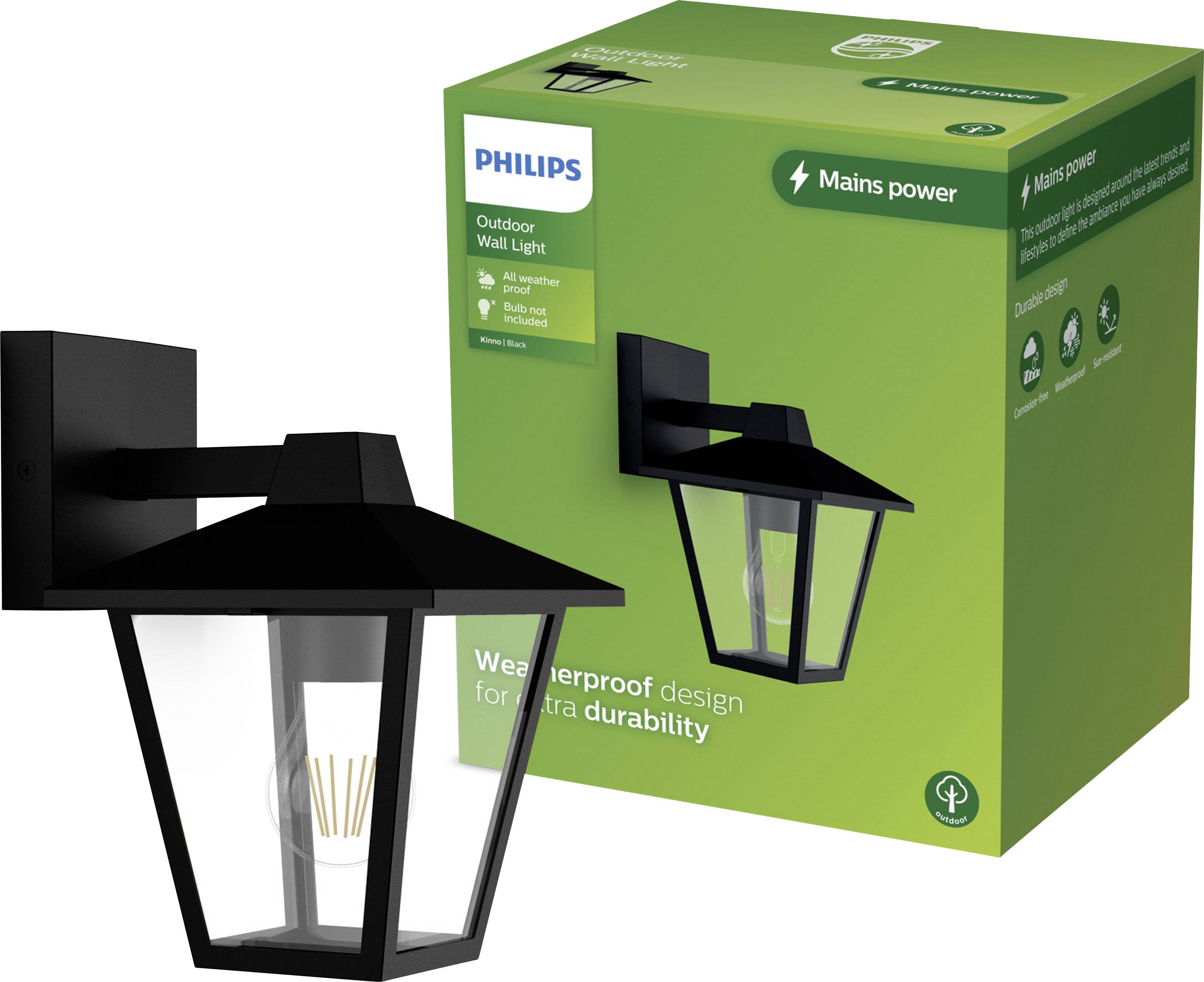 Philips LED Kinno 929004141201 Außenwandleuchte E27 Schwarz