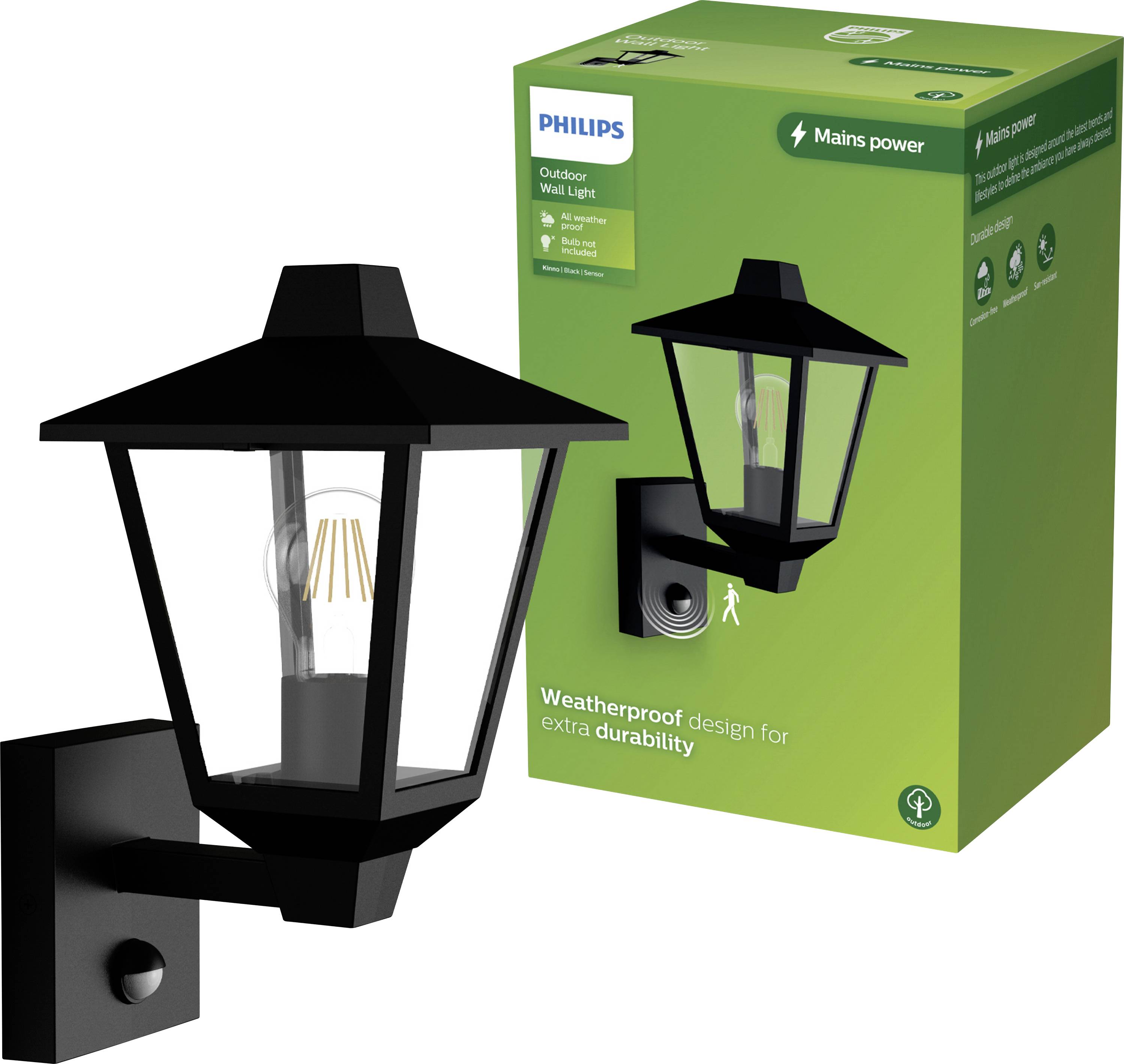 Philips LED Kinno 929004141401 Außenwandleuchte E27 Schwarz