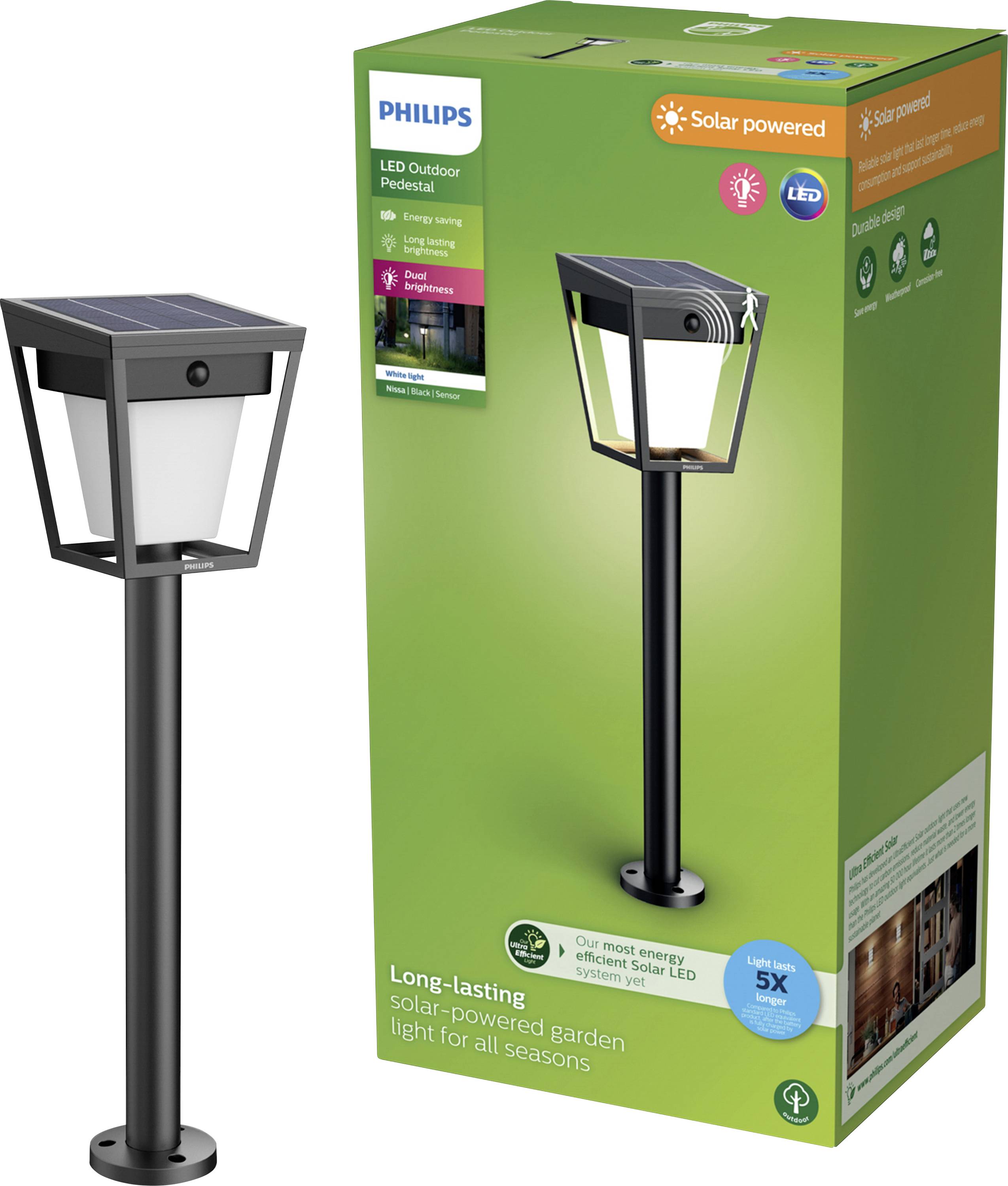 Philips LED 929004632001 Nissa Solar-Außenstandleuchte LED LED fest eingebaut 1.8 W Schwarz