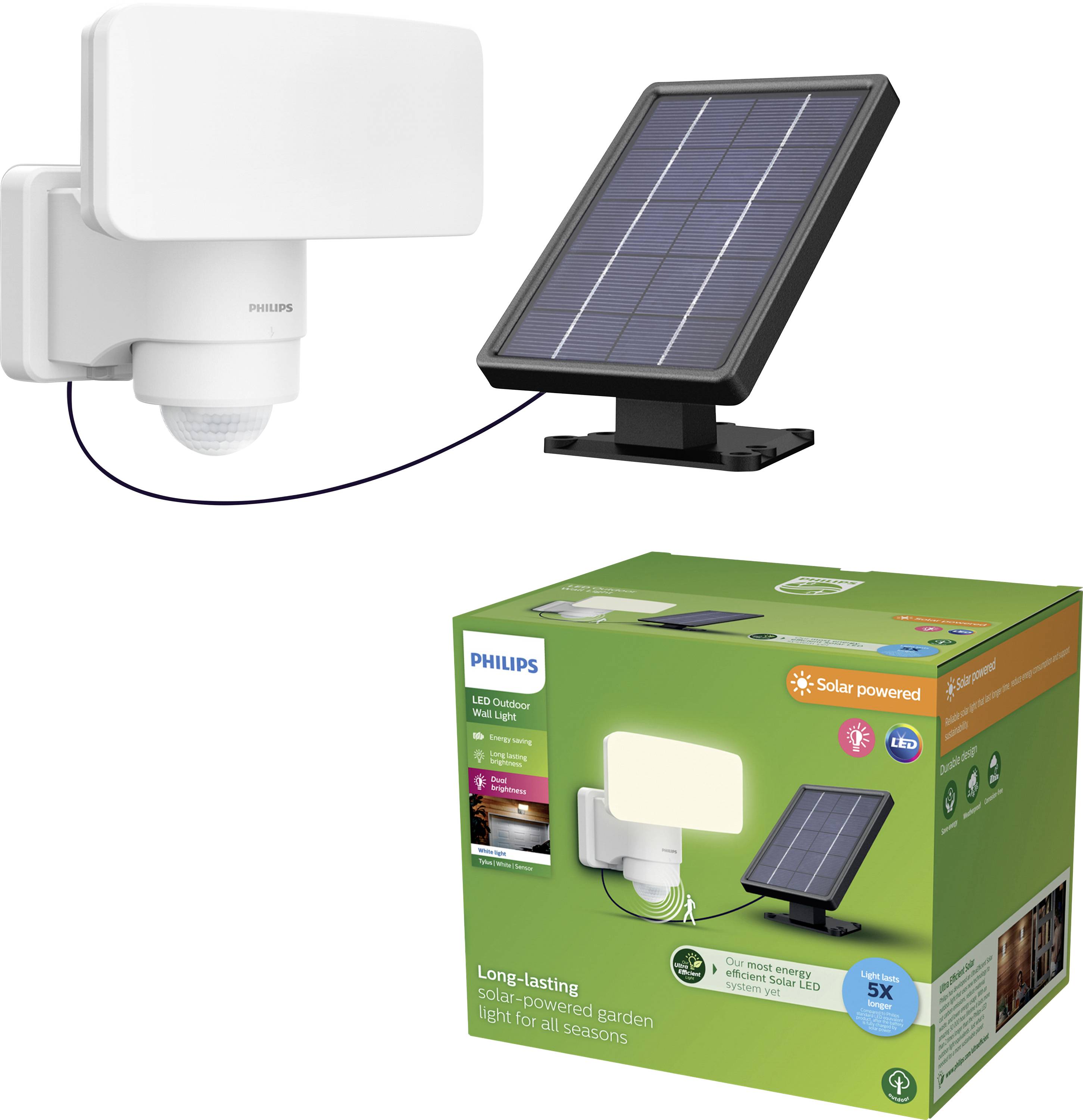 Philips LED Tylus 929004632101 Solar-Außenwandleuchte mit Bewegungsmelder LED 6W Weiß