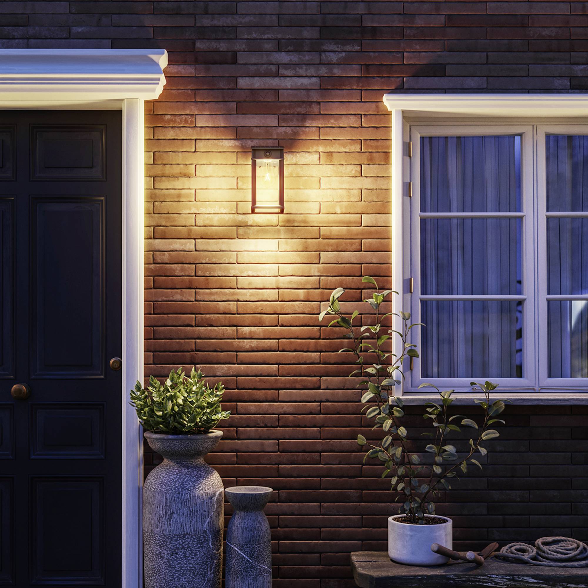 Philips LED Geri 929004632601 Solar-Außenwandleuchte mit Bewegungsmelder LED 3.2W Schwarz