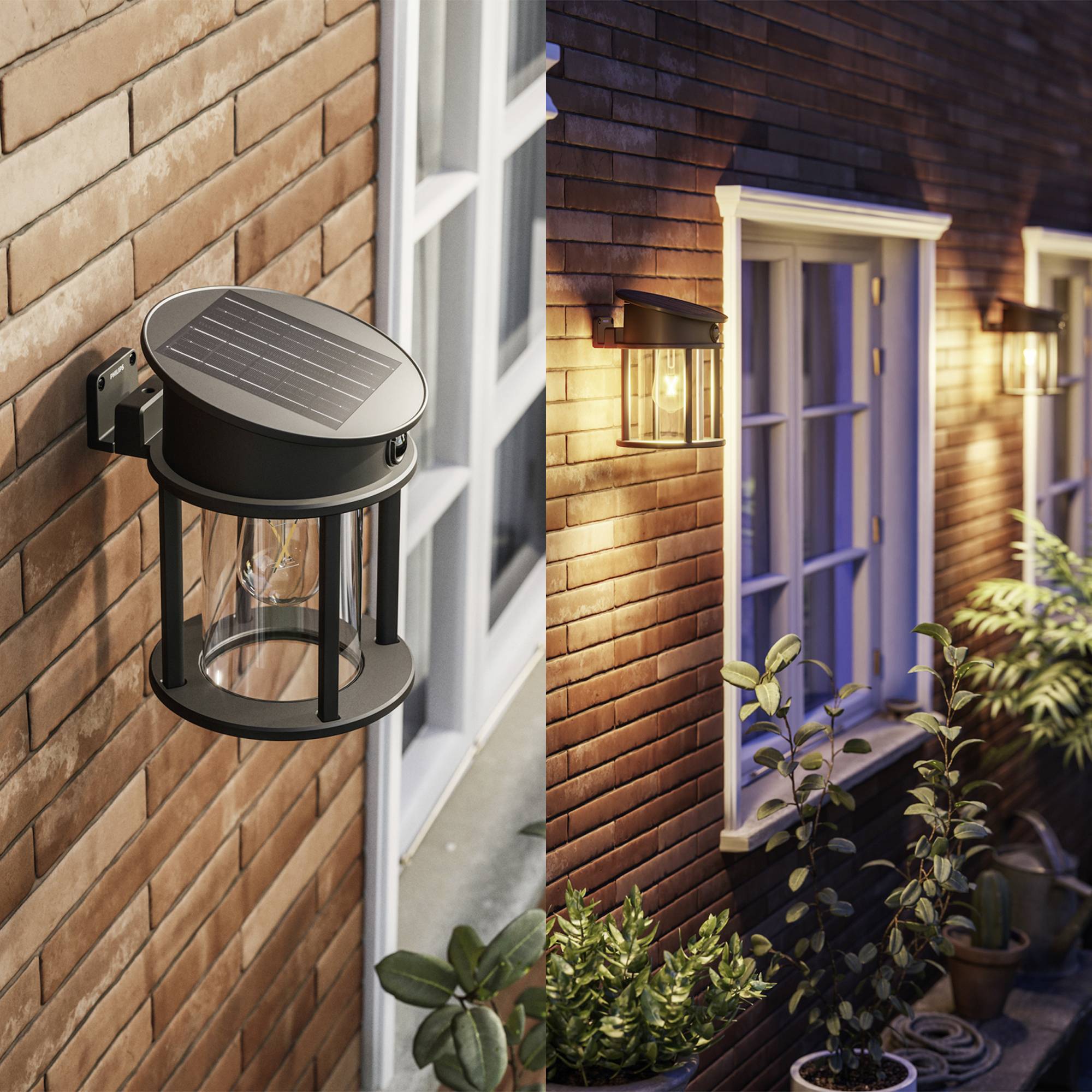 Philips LED Geri 929004633001 Solar-Außenwandleuchte mit Bewegungsmelder LED 3.2 W Schwarz