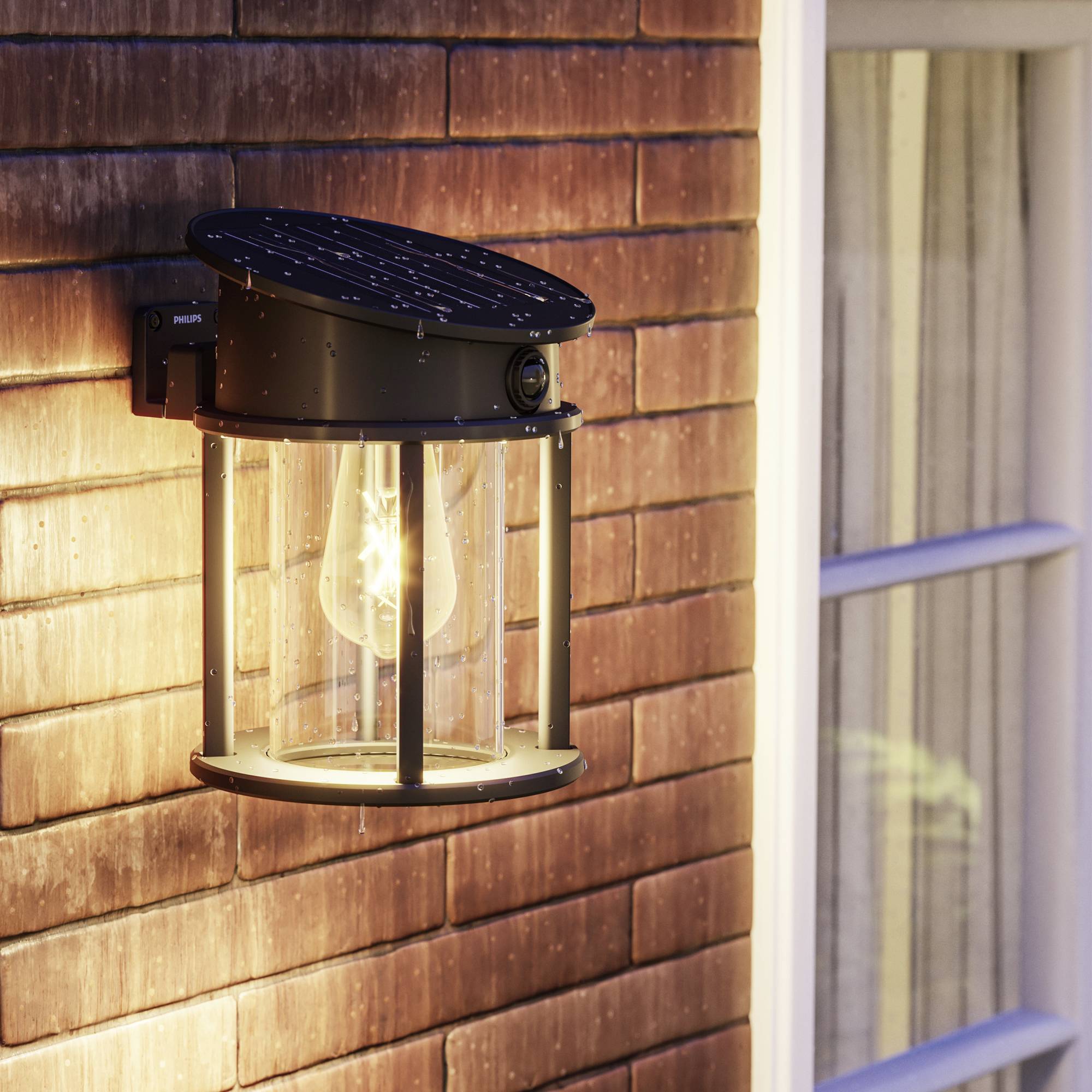 Philips LED Geri 929004633001 Solar-Außenwandleuchte mit Bewegungsmelder LED 3.2 W Schwarz