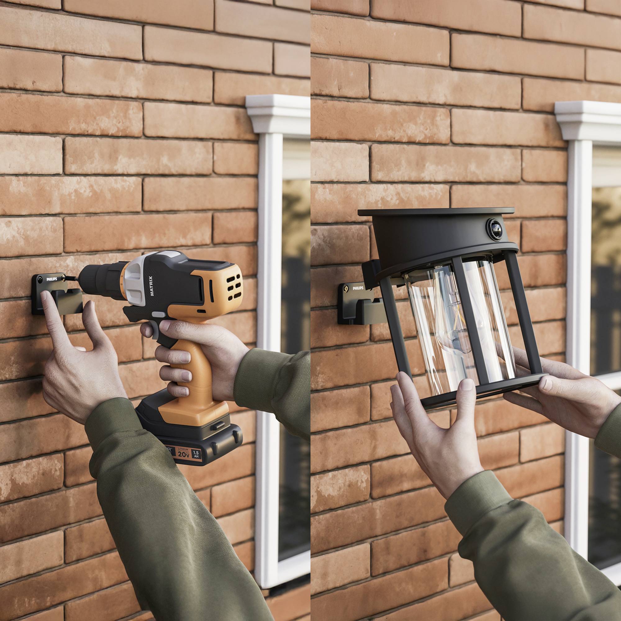 Philips LED Geri 929004633001 Solar-Außenwandleuchte mit Bewegungsmelder LED 3.2 W Schwarz