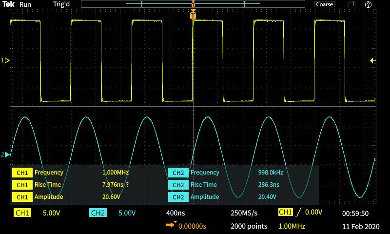 Tektronix TBS1052C-EDU Digital-Oszilloskop 50MHz 2-Kanal 1 GSa/s 20 kpts 1St.