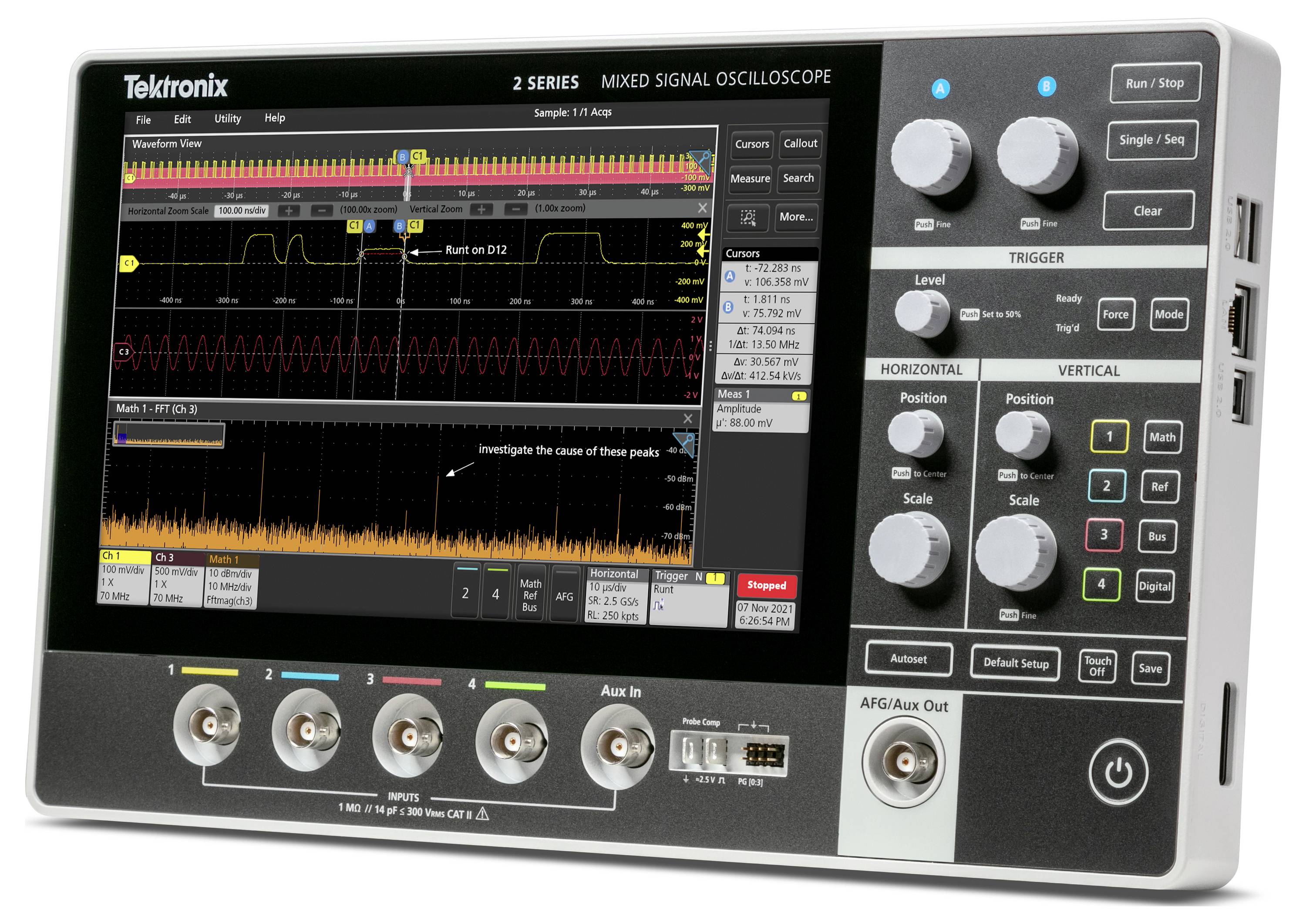 Tektronix MSO24-EDU 2-BW-70 Digital-Oszilloskop 70MHz 1.25 GSa/s 10000 kpts 1St.