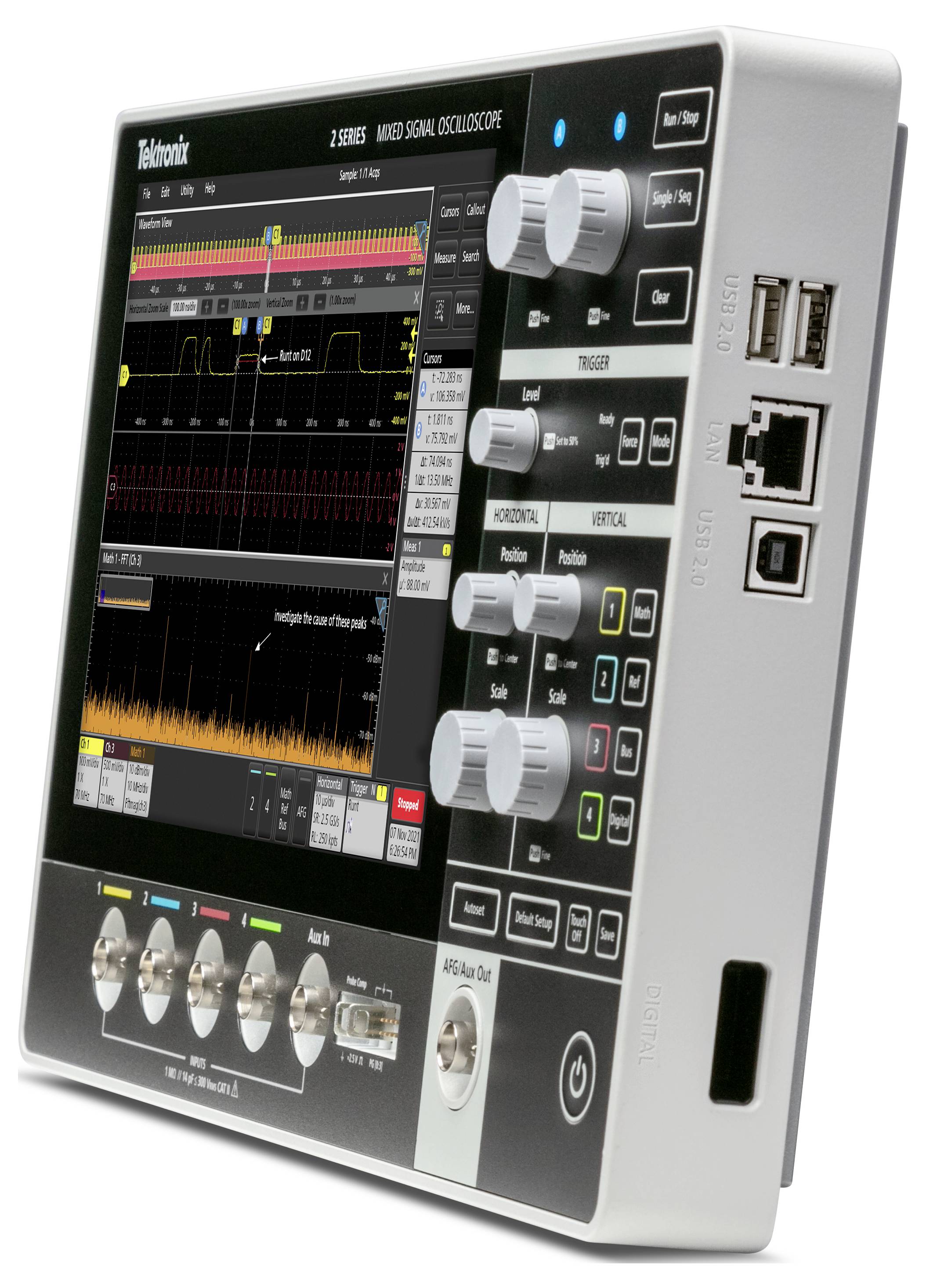 Tektronix MSO24-EDU 2-BW-200 Digital-Oszilloskop 200MHz 1.25 GSa/s 10000 kpts 1St.
