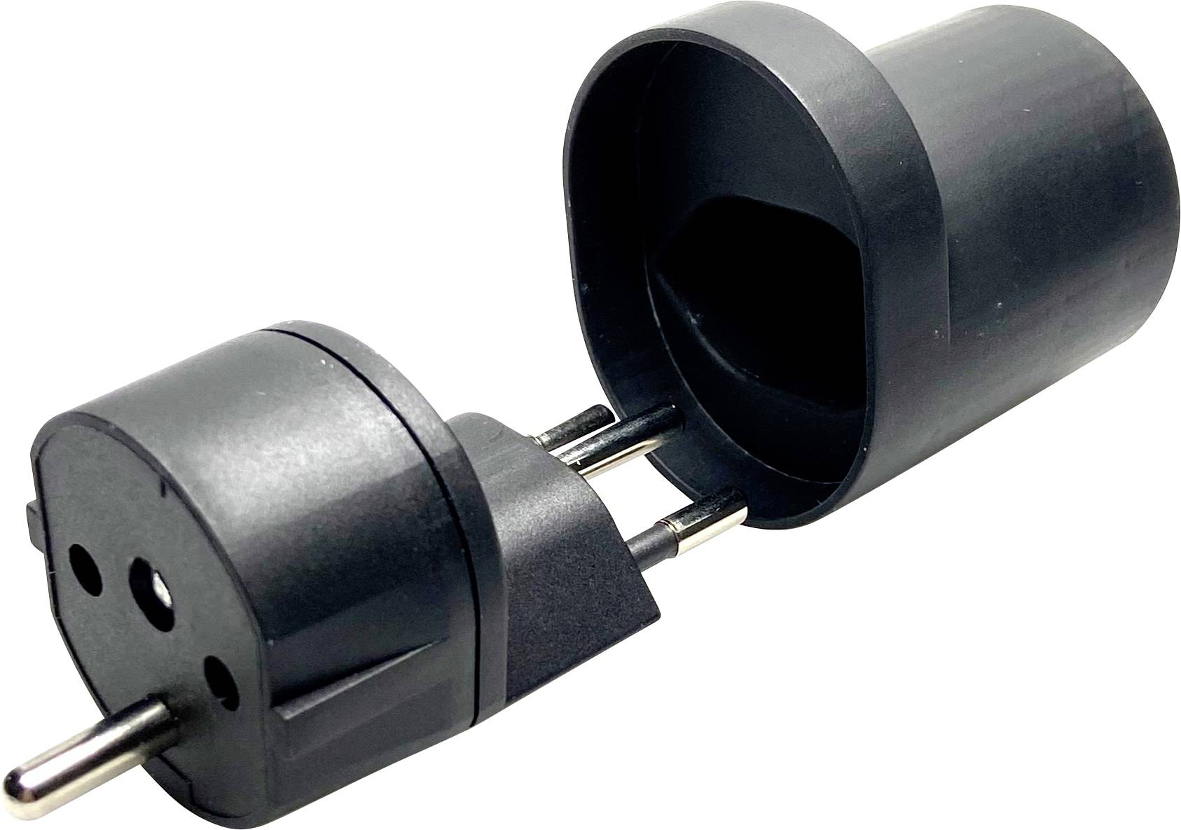 Martin Kaiser 181/sw/1 Reiseadapter Fix-Adapter CH Typ 12/Schuko denzentraler Steckeransatz, IP 20, schwarz