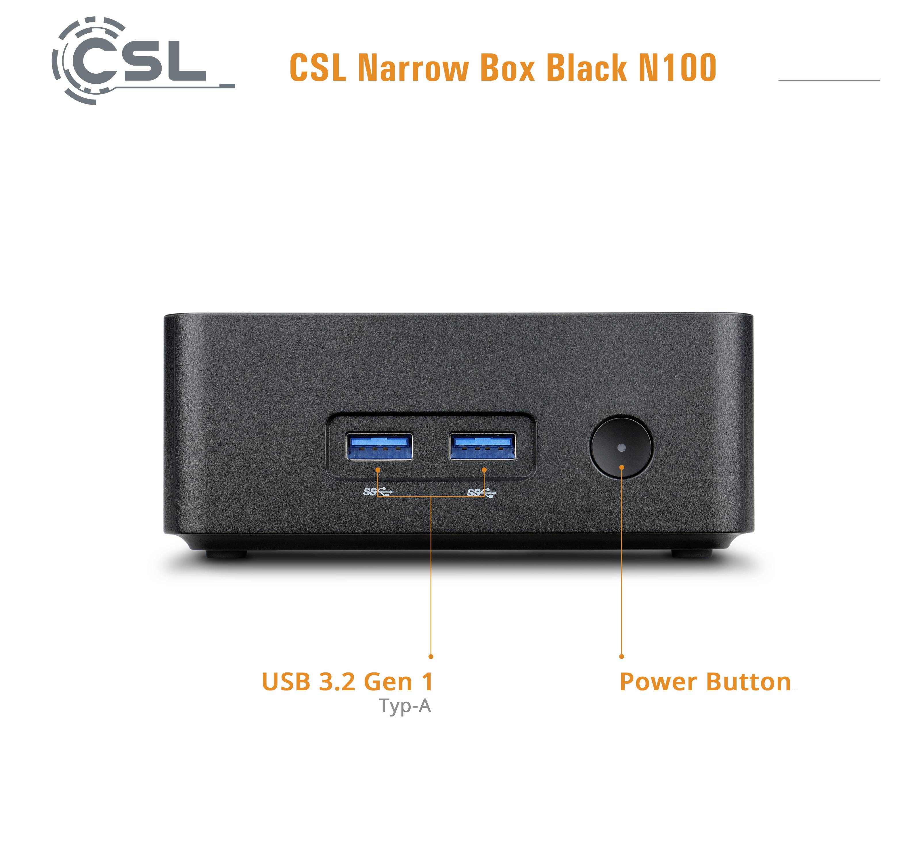 CSL Computer Mini PC Narrow Box Black Intel® N N100 3400GHz 16GB RAM 4000GB SSD Intel Intel® UHD Graphics 92952