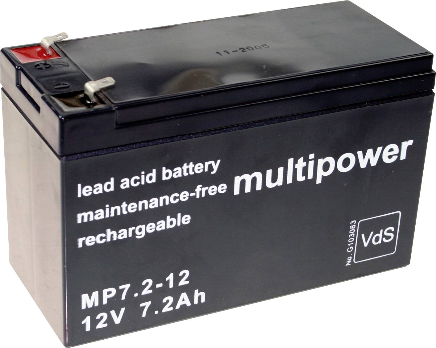 Multipower MP7,2-12 117446 Bleiakku 12 V 7.2 Ah Blei-Vlies (AGM) (B x H x T) 65 x 102 x 151 mm Flac