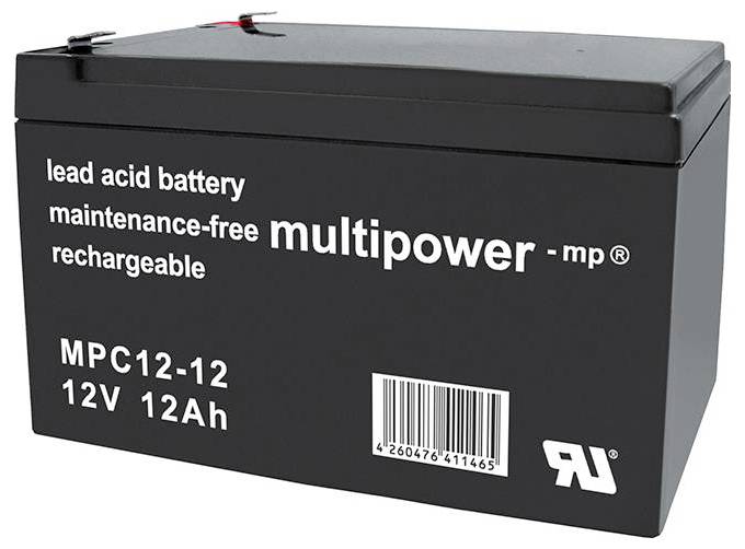 Multipower MPC12-12 117749 Bleiakku 12V 12Ah Blei-Vlies (AGM) (B x H x T) 98 x 98 x 151mm Flachstecker 6.35mm Zyklenfest