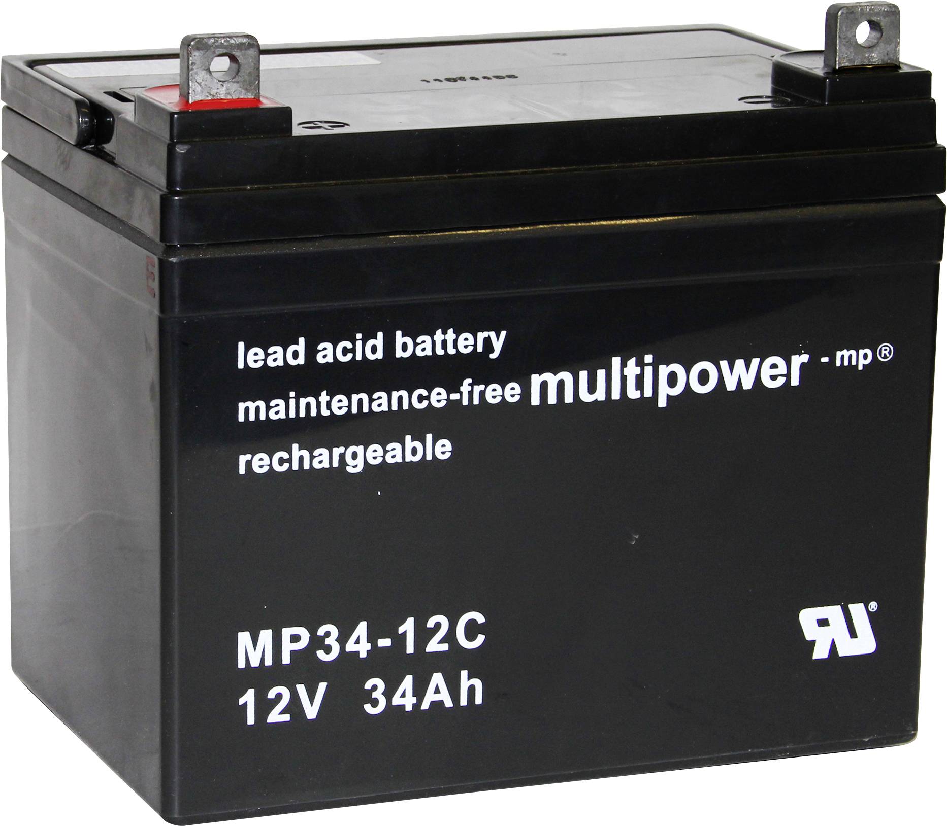 Multipower MPC34-12 117754 Bleiakku 12V 34Ah Blei-Vlies (AGM) (B x H x T) 196 x 180 x 130mm M6-Schraubanschluss Zyklenfest