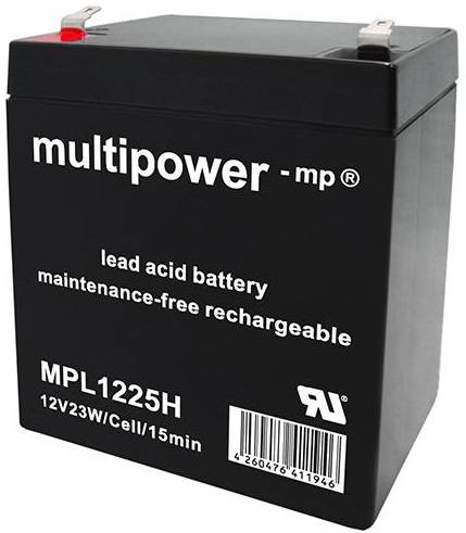 Multipower MPL1225H 150130 Bleiakku 12V 5Ah Blei-Vlies (AGM) (B x H x T) 90 x 107 x 70mm Flachstecker 6.35mm Wartungsfrei