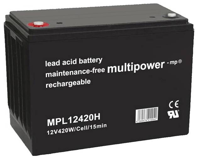 Multipower MPL12420H 149818 Bleiakku 12V 110Ah Blei-Vlies (AGM) (B x H x T) 341 x 215 x 173mm M8-Schraubanschluss Wartungsfrei