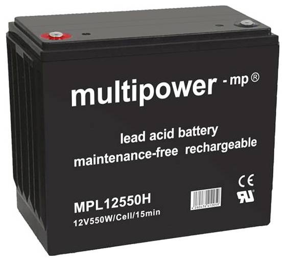 Multipower MPL12550H 149820 Bleiakku 12V 140Ah Blei-Vlies (AGM) (B x H x T) 338 x 281 x 173mm M8-Schraubanschluss Wartungsfrei