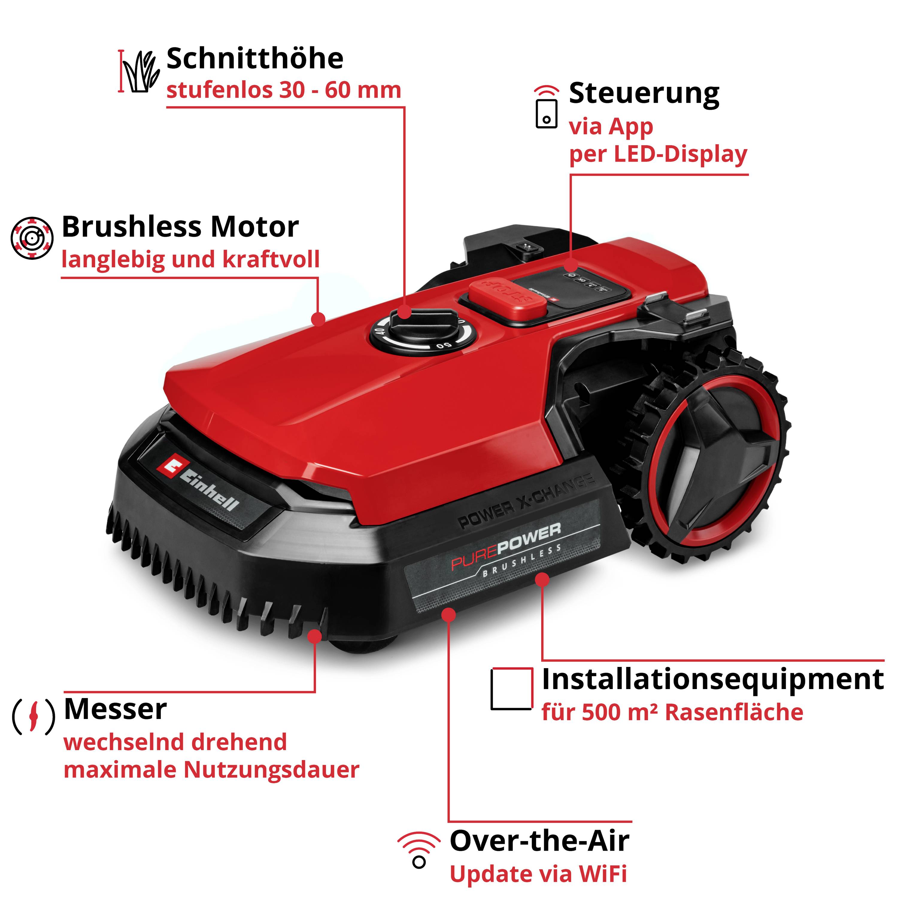 Einhell 3413935 FREELEXO 500 Mähroboter Geeignet für Fläche max. 500m²