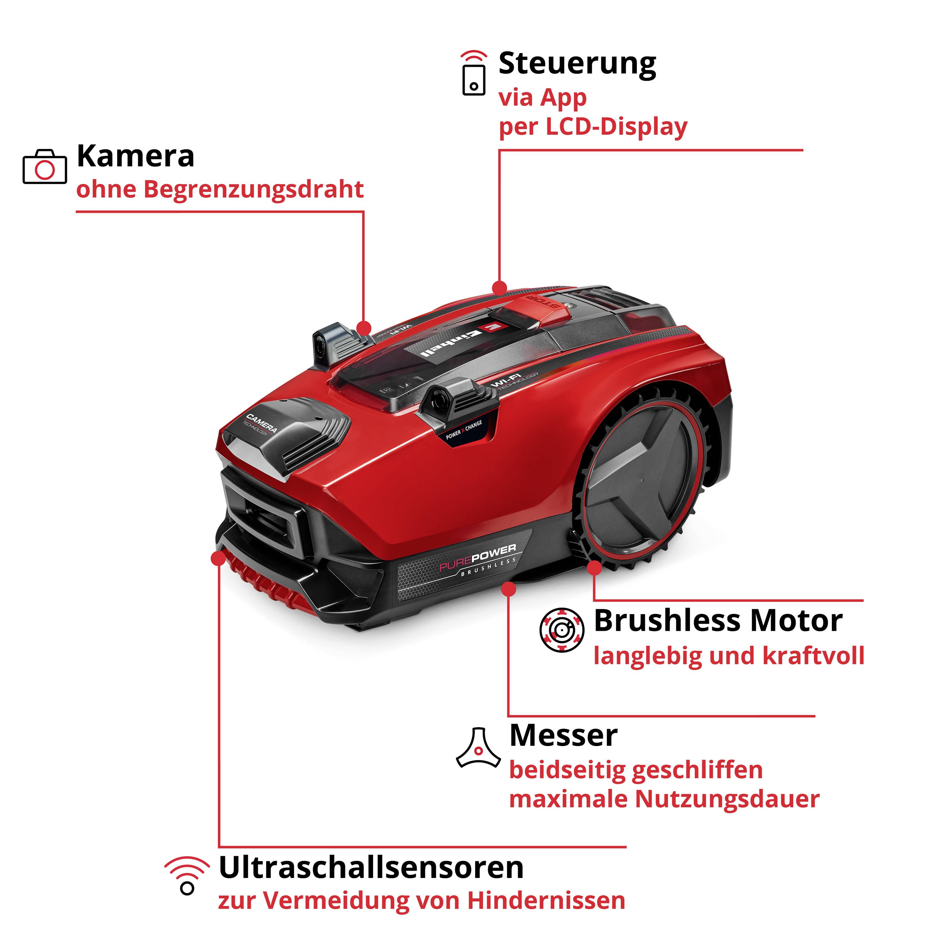 Einhell 3413975 FREELEXO CAM PLUS 600 Mähroboter Geeignet für Fläche max. 600 m²