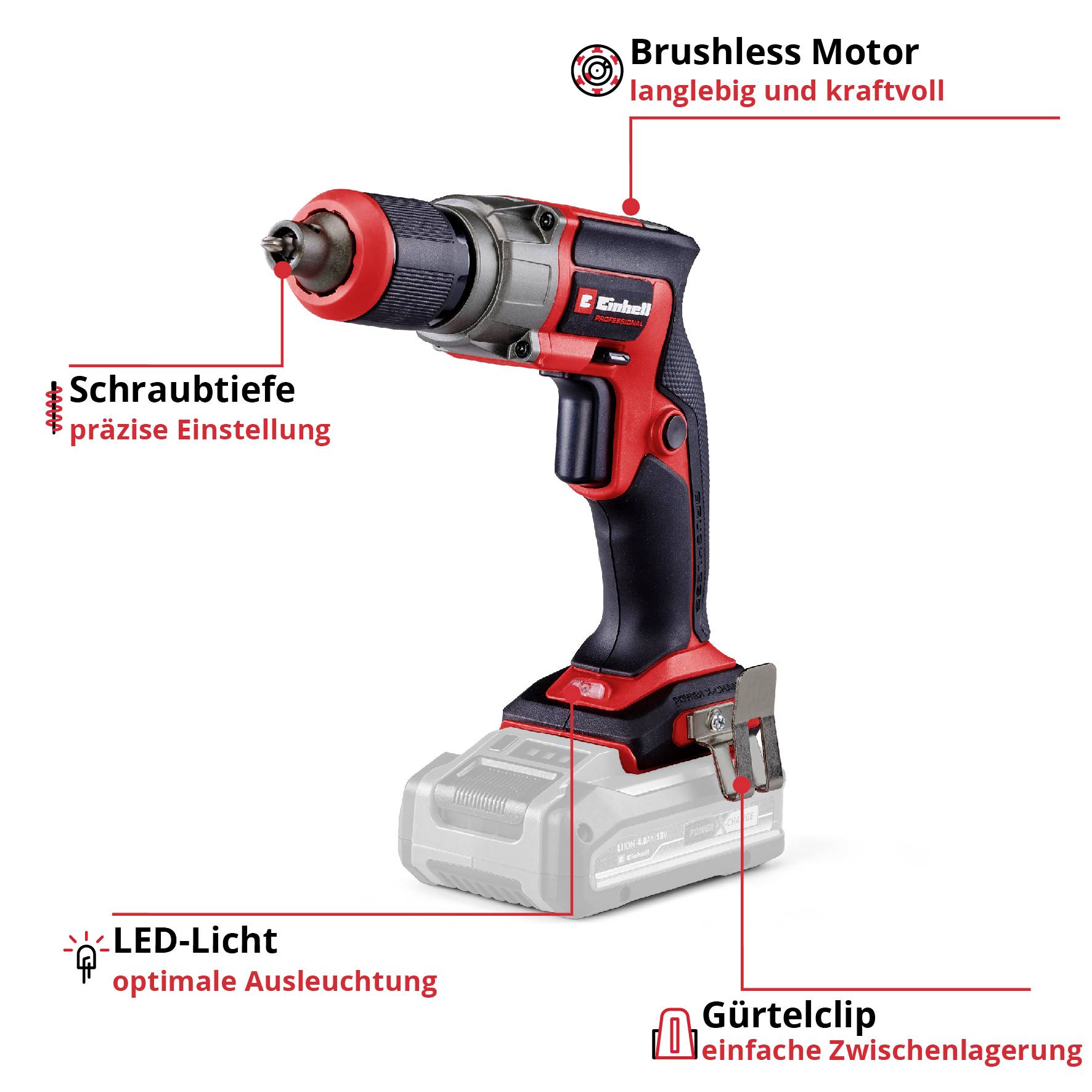 Einhell Professional TP-DY 18 Li BL - Solo 4261010 Akku-Trockenbauschrauber 18 V