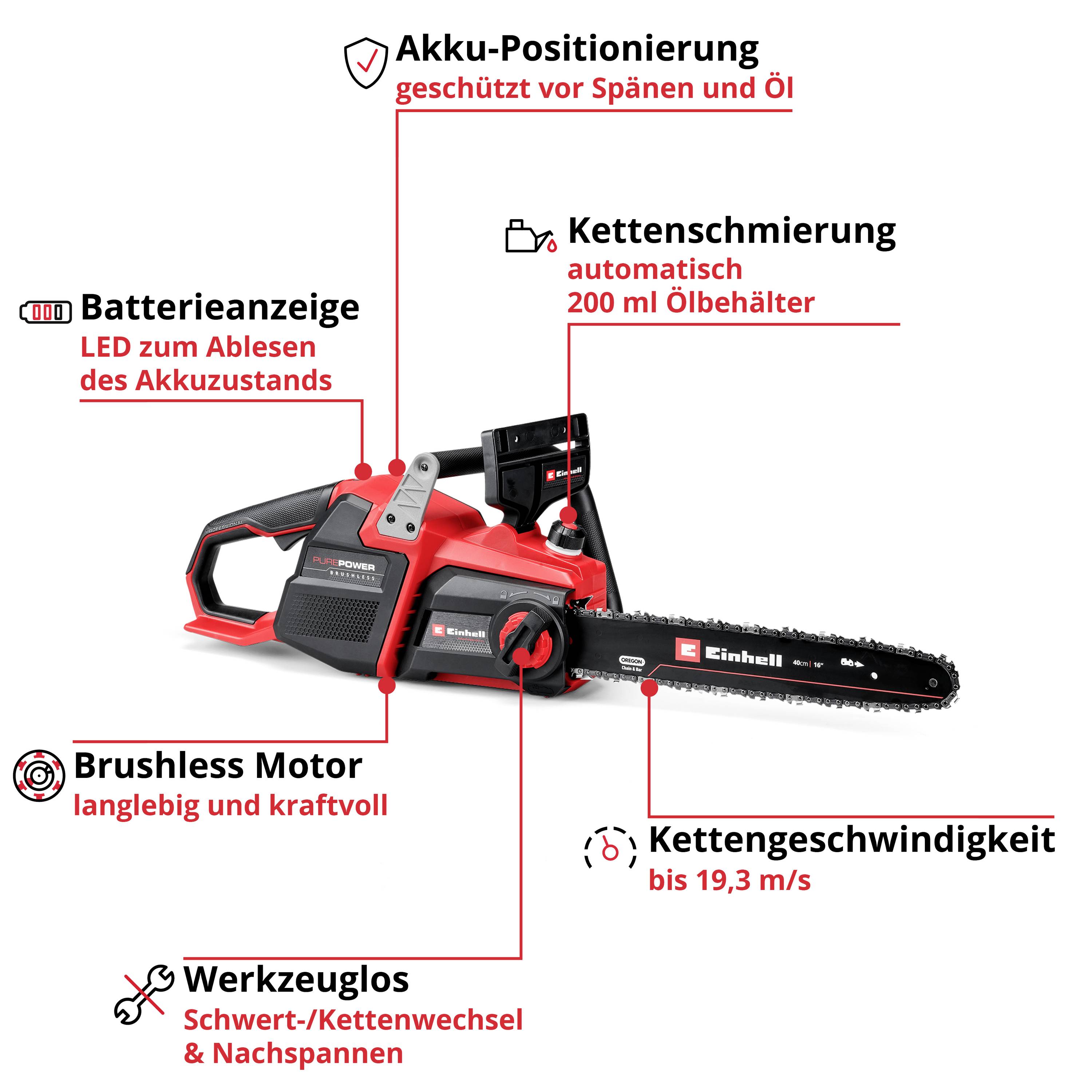 Einhell Professional GP-LC 36/40 Li BL-Solo Akku-Kettensäge 36V Schwertlänge 400mm