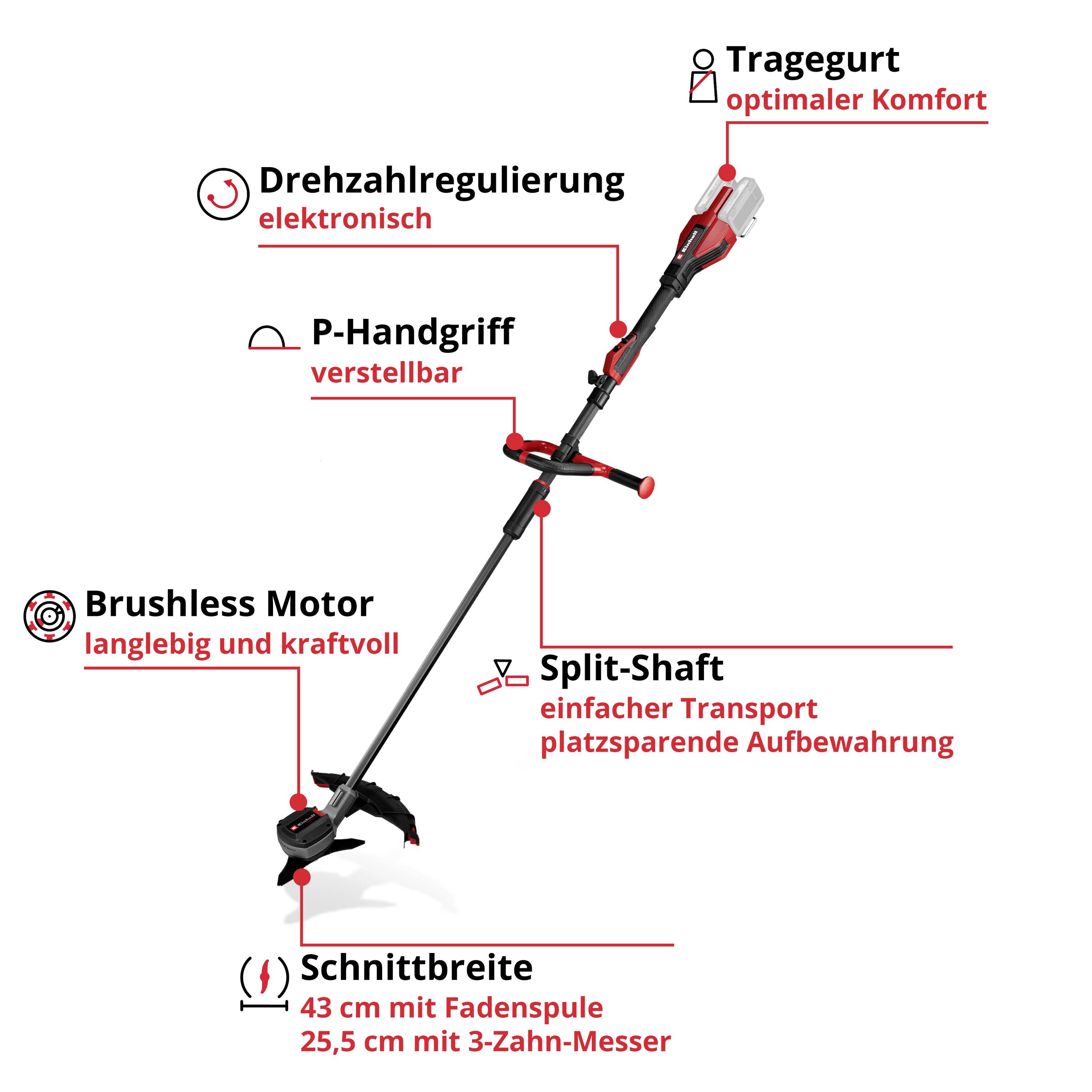 Einhell Professional GP-BC 36/430 Li P BL-Solo Motorsense 36V 2.5Ah Schnittbreite (max.): 255mm