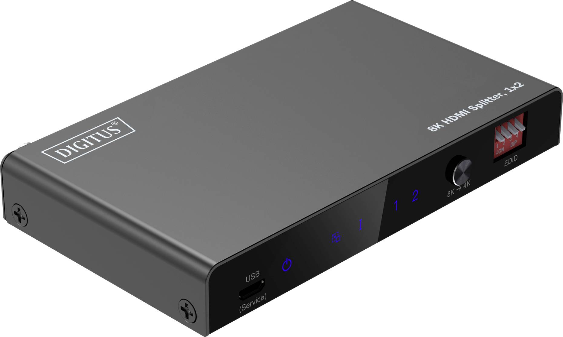Digitus DS-55339 1+2 Port HDMI-Splitter Metallgehäuse, LED-Anzeige, mit Status-LEDs, zur internen Verwendung 7680 x 4320 Pixel