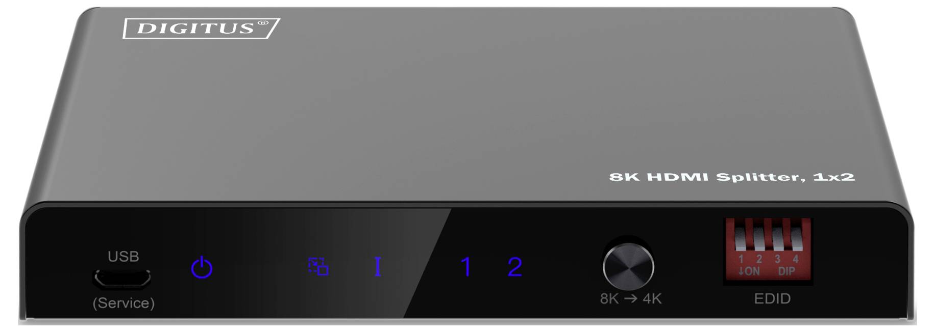 Digitus DS-55339 1+2 Port HDMI-Splitter Metallgehäuse, LED-Anzeige, mit Status-LEDs, zur internen Verwendung 7680 x 4320 Pixel